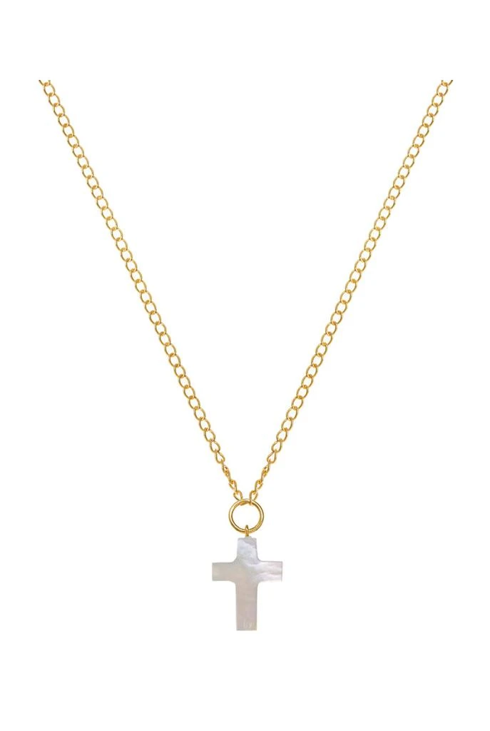 商品FREYA ROSE|Mother of pearl cross 22ct gold vermeil necklace,价格¥831,第1张图片