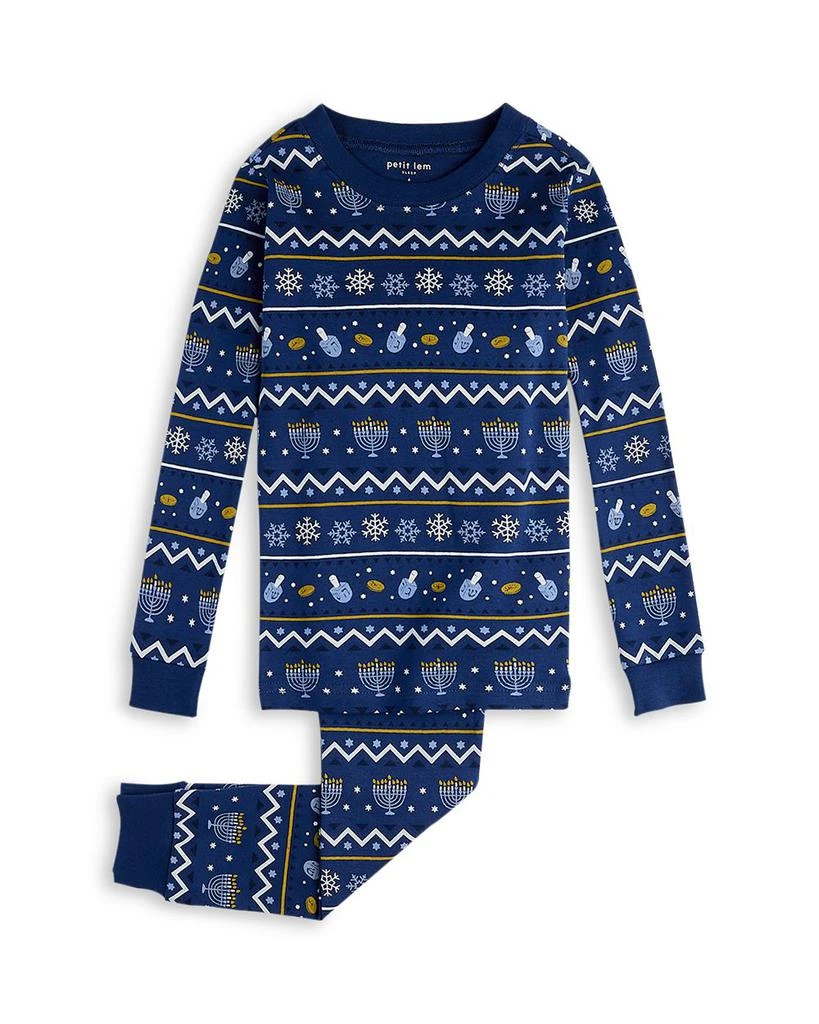 商品Petit Lem|Unisex Hanukkah Fair Isle Print Long Sleeved Pajama Set - Big Kid,价格¥212,第1张图片