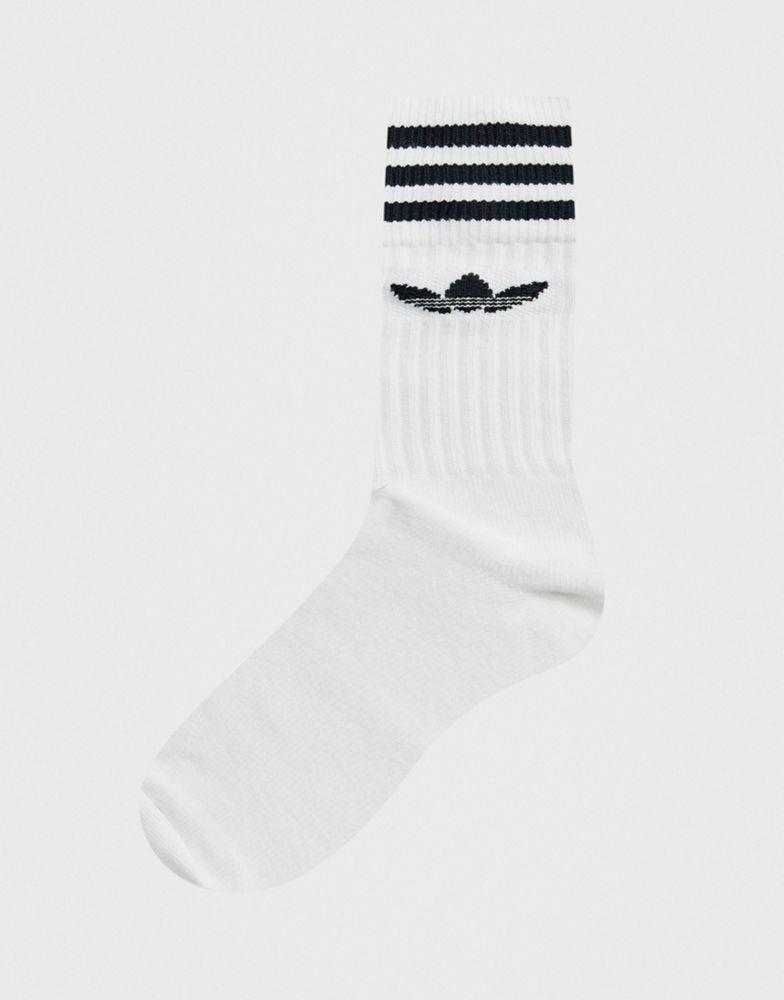 adidas Originals adicolor Trefoil 3 pack crew socks in white商品第2张图片规格展示
