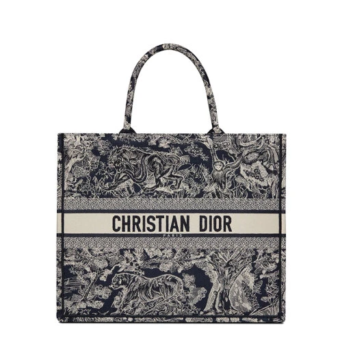 商品Dior|【包税】DIOR/迪奥 BOOK系列 女士大号蓝色织物反色效果茹伊印花刺绣徽标刺印单肩手提托特包M1286ZRGO_M928,价格¥22347,第1张图片