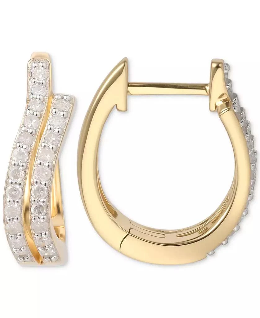 商品Macy's|Diamond Double-Row Hoop Earrings (1/3 ct. t.w.) in 14k Gold-Plated Sterling Silver,价格¥1929,第1张图片