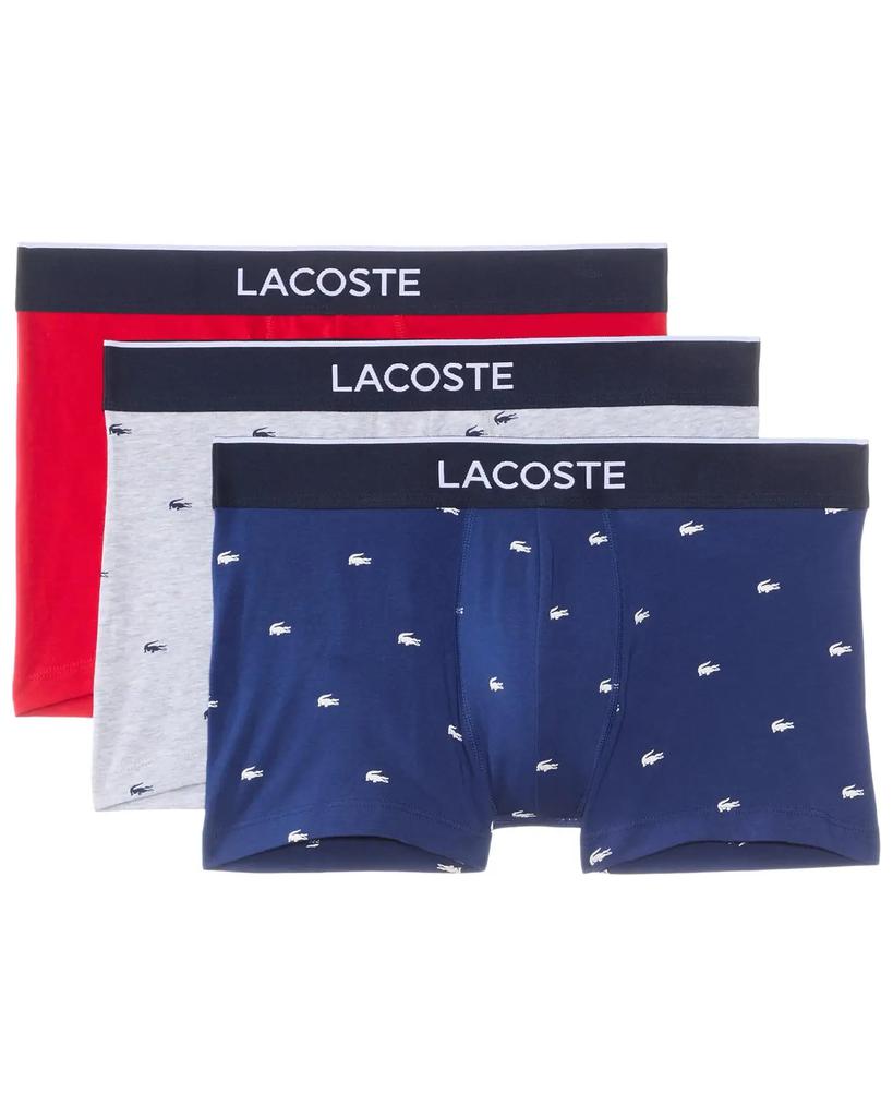 Men's Lacoste Cotton Stretch Mini Croc Print Trunks 3-pack image 2
