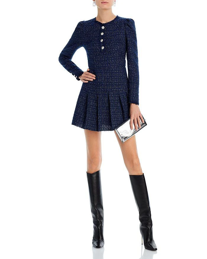 商品AQUA|Tweed Pleated Mini Dress - 100% Exclusive,价格¥889,第1张图片详细描述