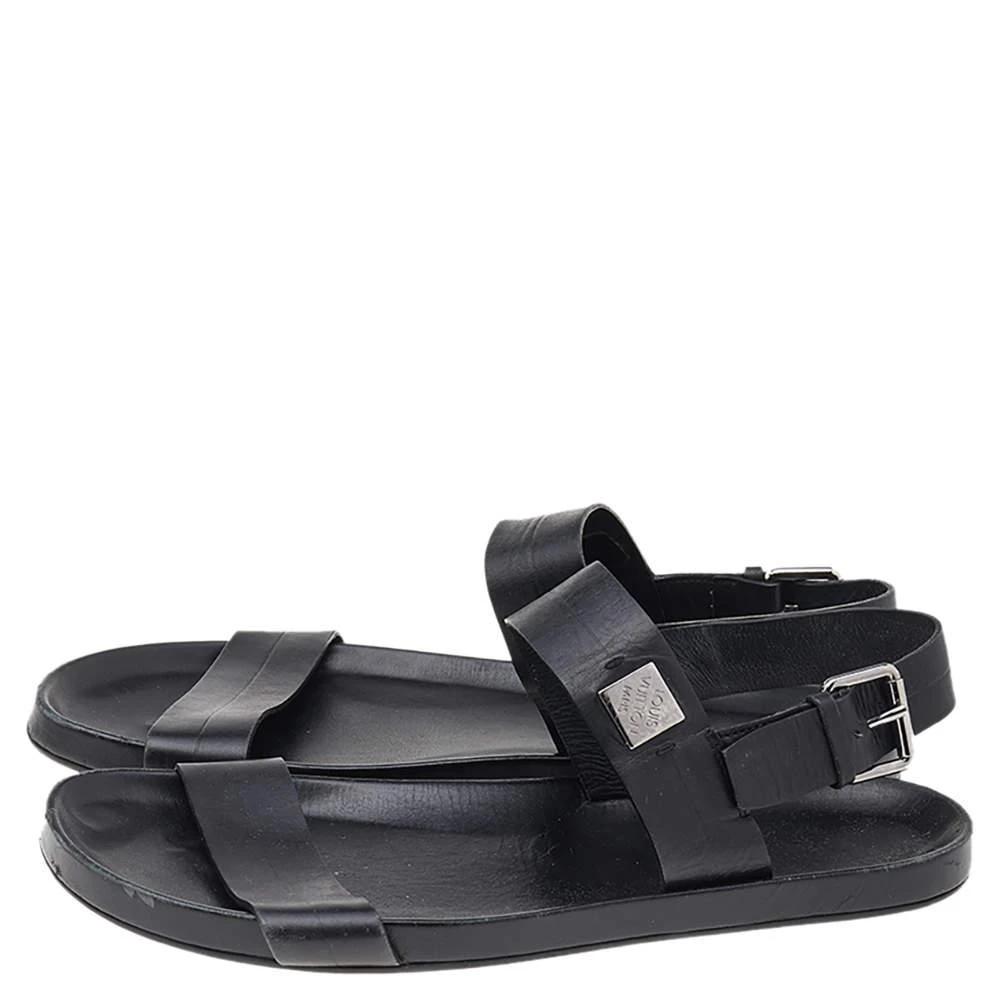 商品[二手商品] Louis Vuitton|Louis Vuitton Black Leather Flat Sandals Size 43,价格¥2225,第4张图片详细描述