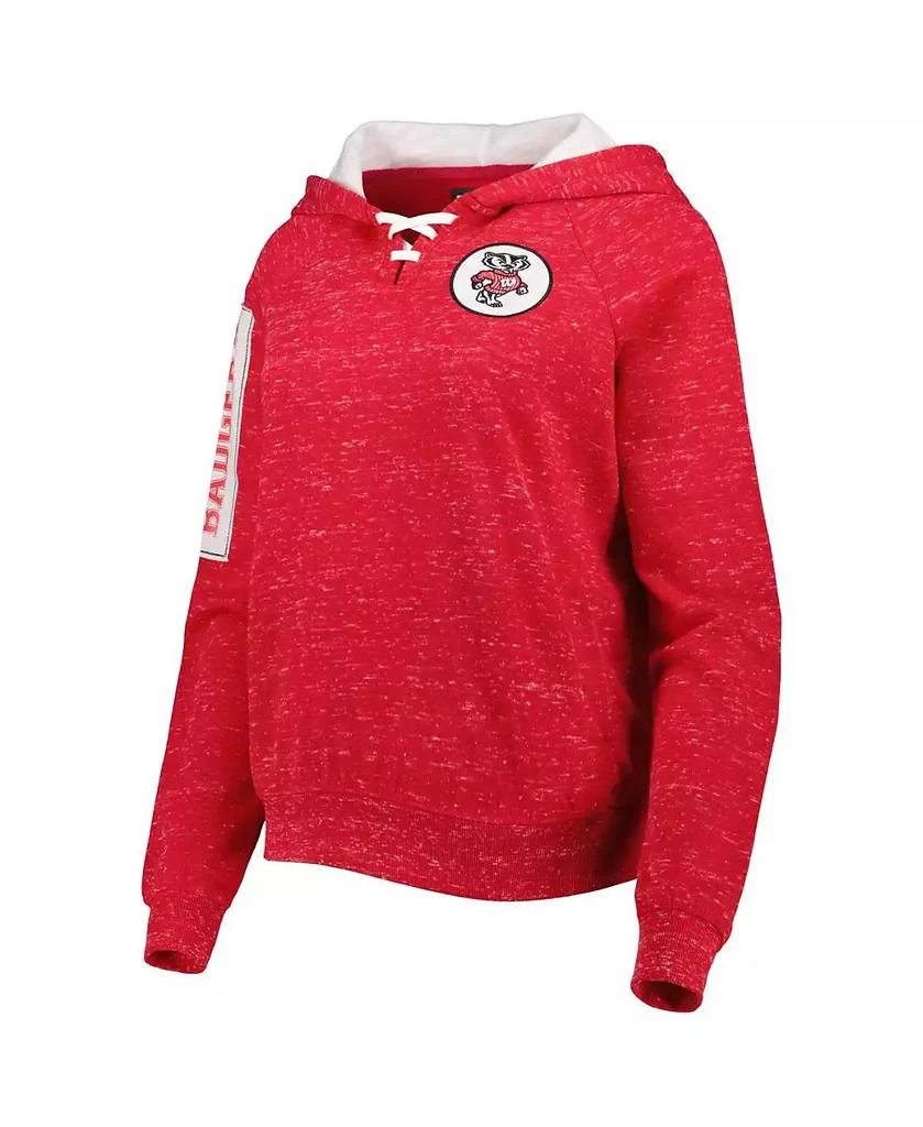 商品Colosseum|Women's Red Wisconsin Badgers The Devil Speckle Lace-Placket Raglan Pullover Hoodie,价格¥308,第2张图片详细描述