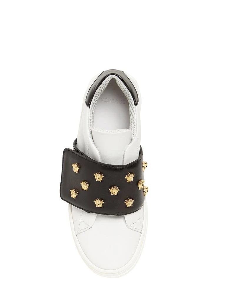 商品Versace|Embellished Studs Leather Sneakers,价格¥1184,第4张图片详细描述