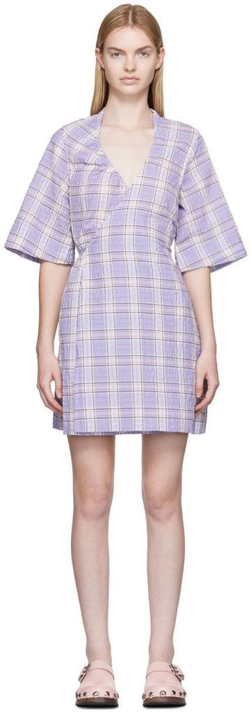 商品Ganni|紫色格纹连衣裙,价格¥1629,第1张图片