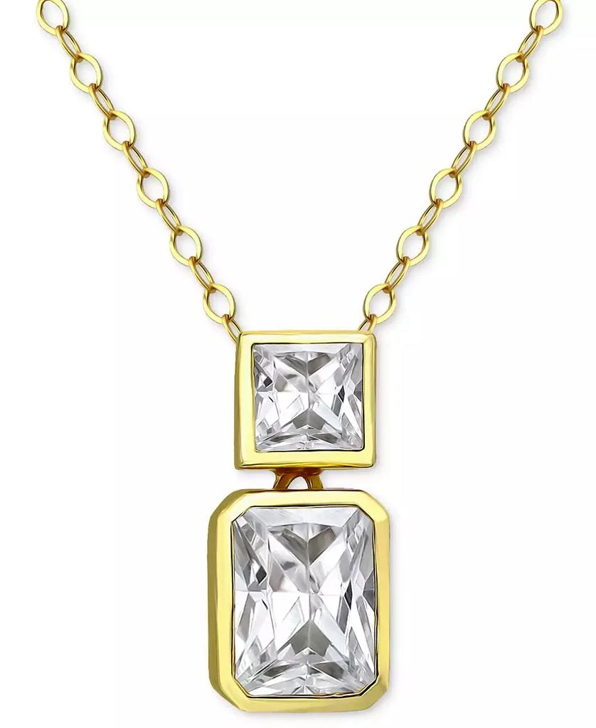 商品Giani Bernini|Cubic Zirconia Octagon & Square Pendant Necklace in 18k Gold-Plated Sterling Silver, 16" + 2" extender, Created for Macy's,价格¥236,第1张图片