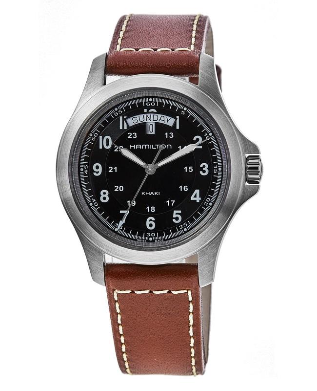Hamilton Khaki Field Quartz Black Dial Brown Leather  Strap Men's Watch H64451533商品第1张图片规格展示