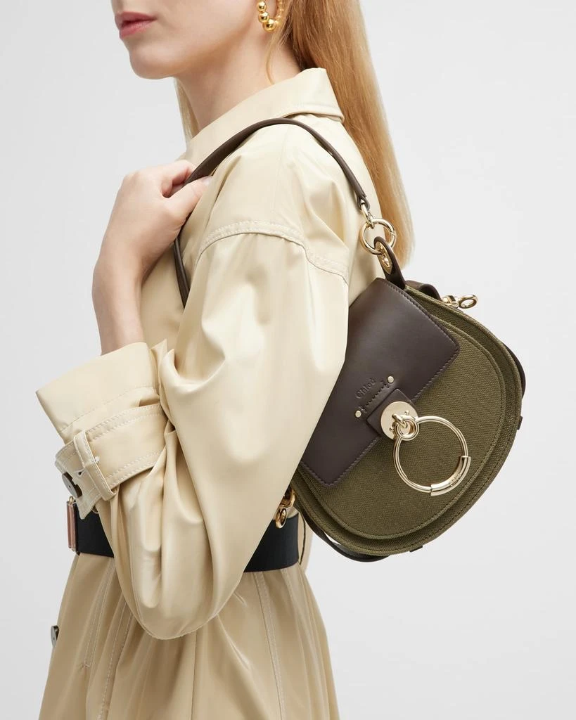 商品Chloé|Tess Small Linen & Leather Saddle Crossbody Bag,价格¥13851,第4张图片详细描述