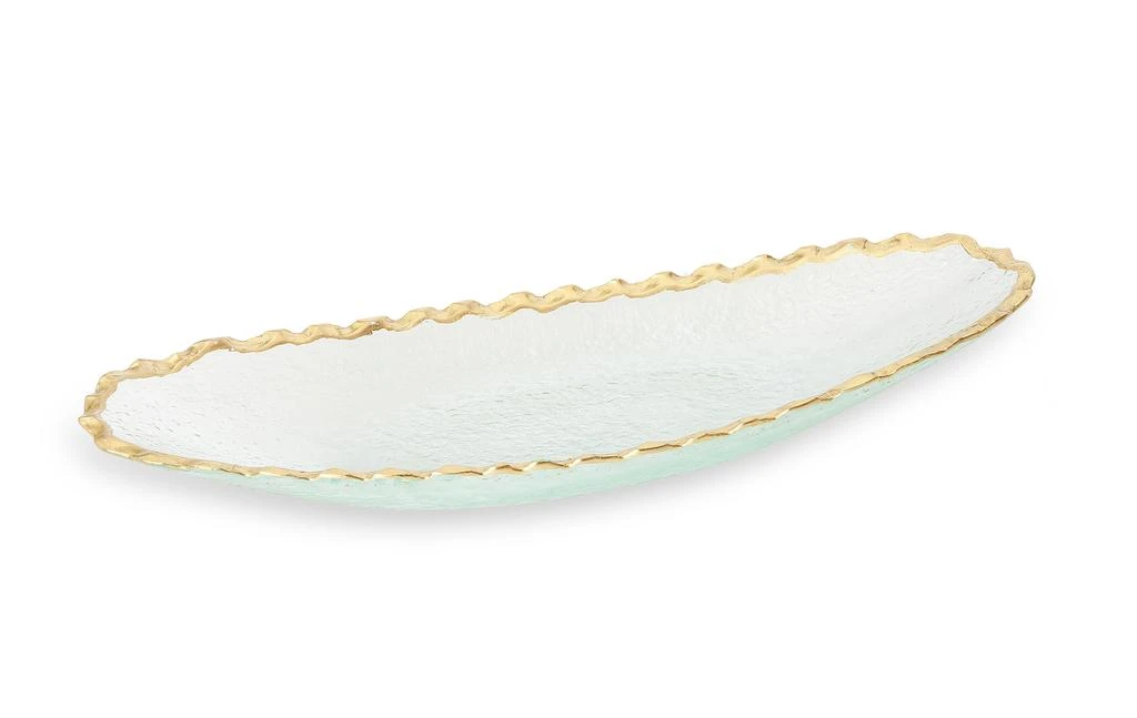 商品Classic Touch Decor|Glass Oval Tray with Gold Edge 15"L 5.25"W,价格¥350,第1张图片