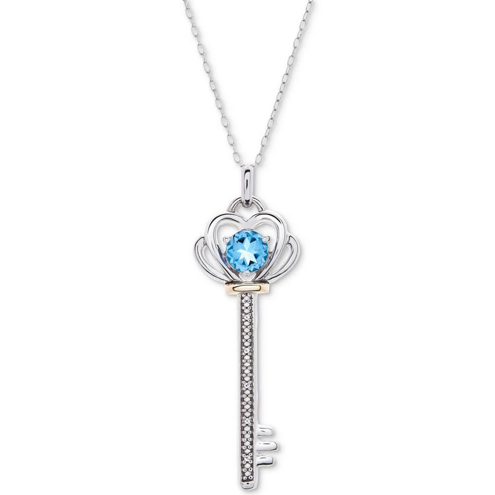 商品Macy's|Sapphire (3/4 ct. t.w.) & Diamond Accent Key 18" Pendant Necklace in Sterling Silver & 10K Gold,价格¥227,第1张图片