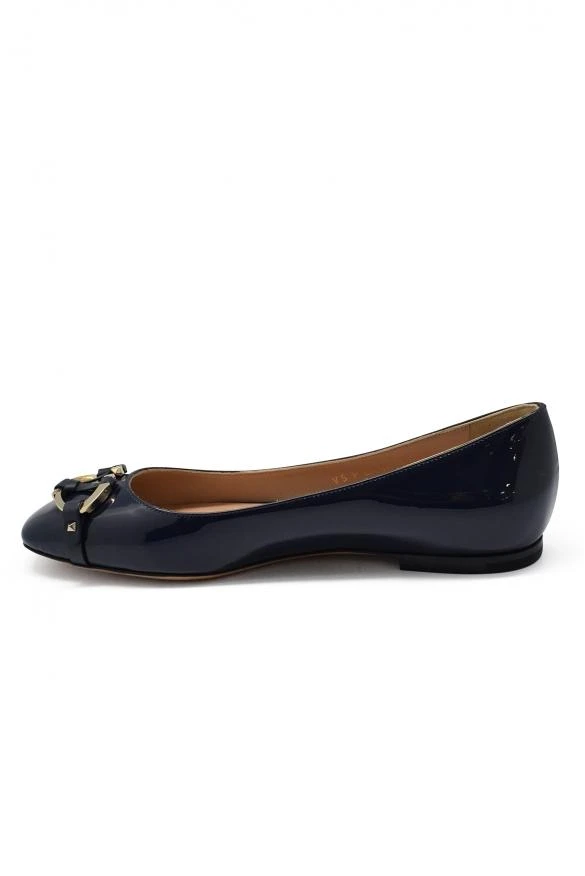 商品Valentino|Luxury shoes for women valentino blue varnished leather ballet flats,价格¥3701,第4张图片详细描述