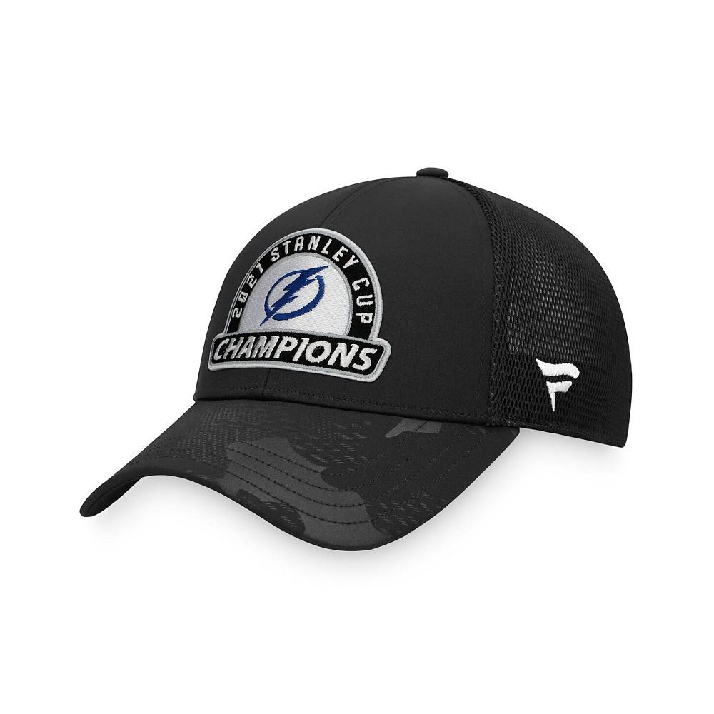 Men's Black Tampa Bay Lightning 2021 Stanley Cup Champions Locker Room Adjustable Trucker Hat商品第2张图片规格展示
