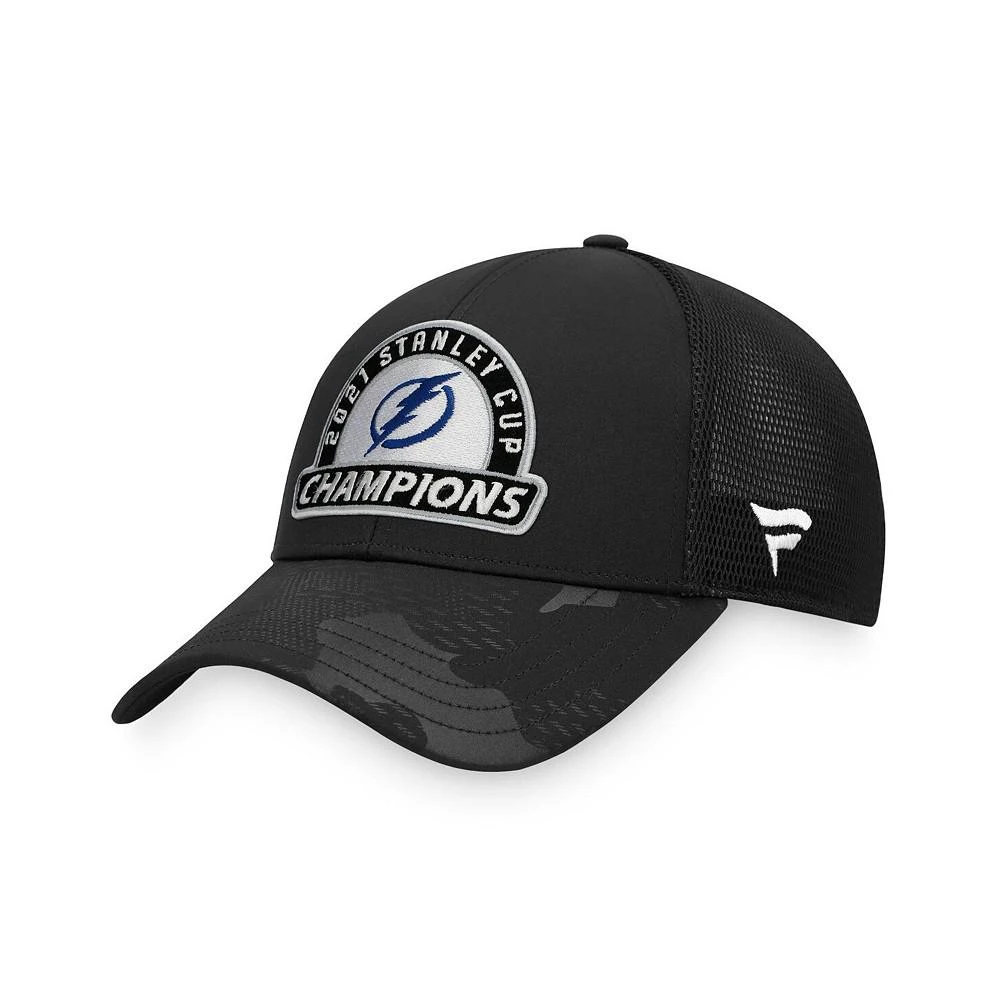 商品Fanatics|Men's Black Tampa Bay Lightning 2021 Stanley Cup Champions Locker Room Adjustable Trucker Hat,价格¥285,第2张图片详细描述