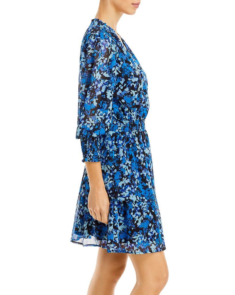 Abstract Print V Neck Mini Dress - 100% Exclusive商品第5张图片规格展示