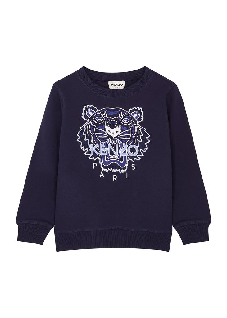 KIDS Blue tiger-embroidered cotton sweatshirt (6-12 years)商品第1张图片规格展示
