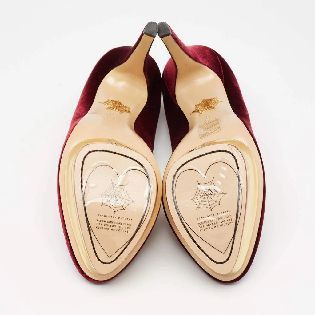 Charlotte Olympia Burgundy Velvet Dolly Platform Pumps Size 41 商品
