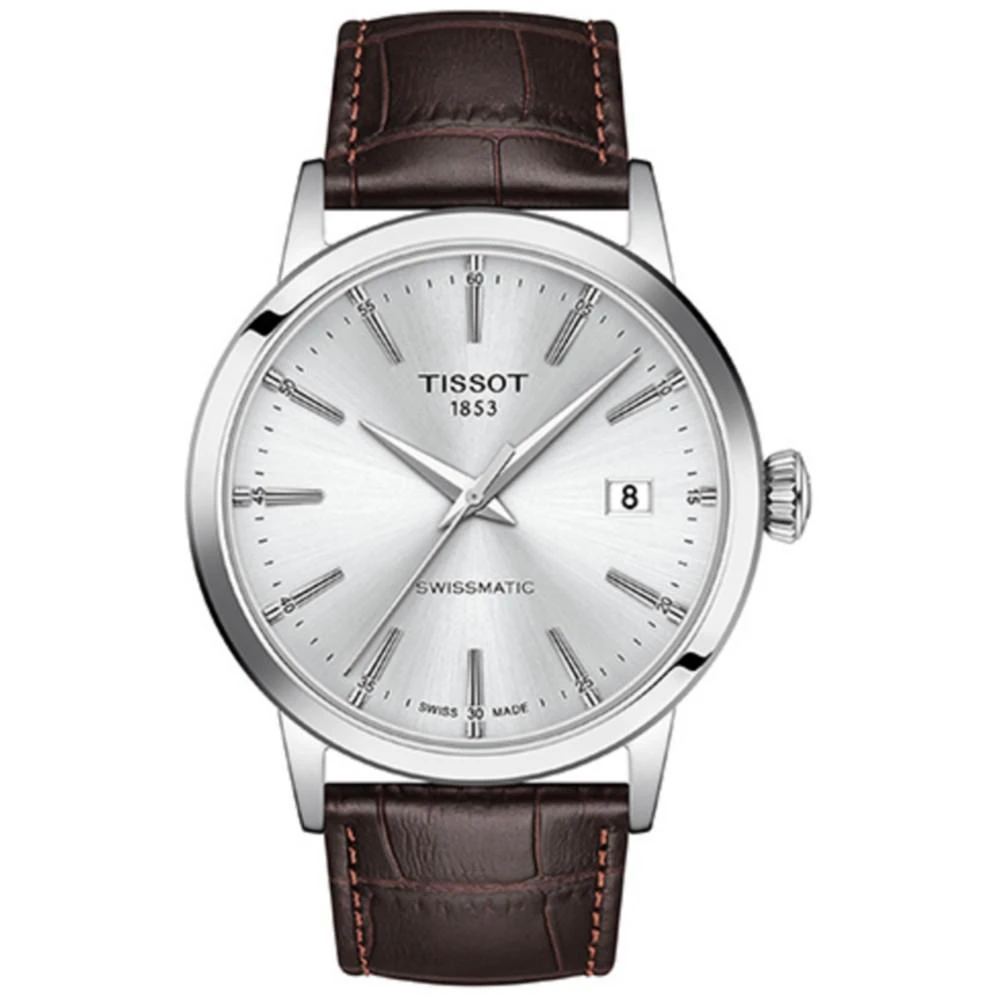 商品Tissot|Men's Swiss Automatic Classic Dream Brown Leather Strap Watch 42mm,价格¥3597,第1张图片