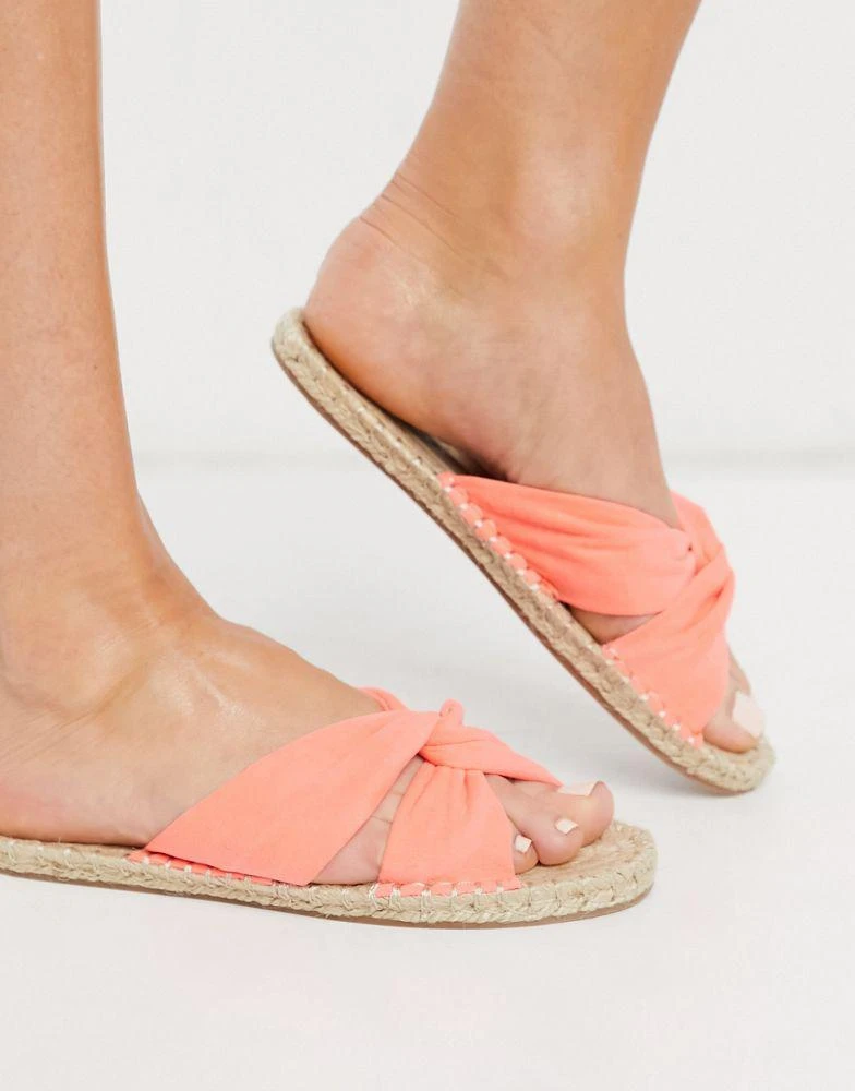商品ASOS|ASOS DESIGN Jollie knotted mule espadrille in coral,价格¥95,第1张图片
