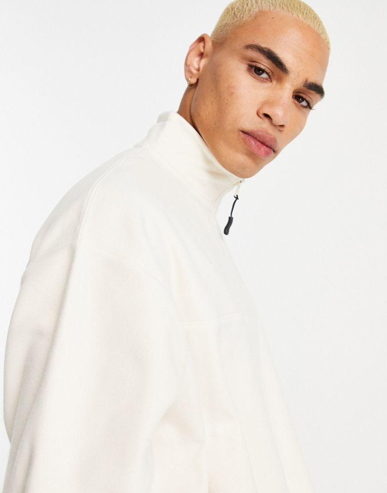 商品ASOS|ASOS DESIGN oversized polar fleece sweatshirt with half zip in off-white,价格¥142,第5张图片详细描述