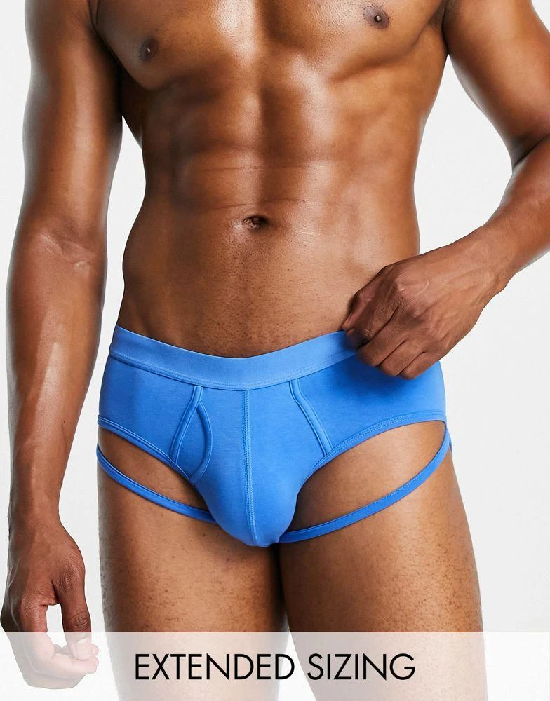 商品ASOS|ASOS DESIGN brief in blue with leg strap detail,价格¥44,第1张图片