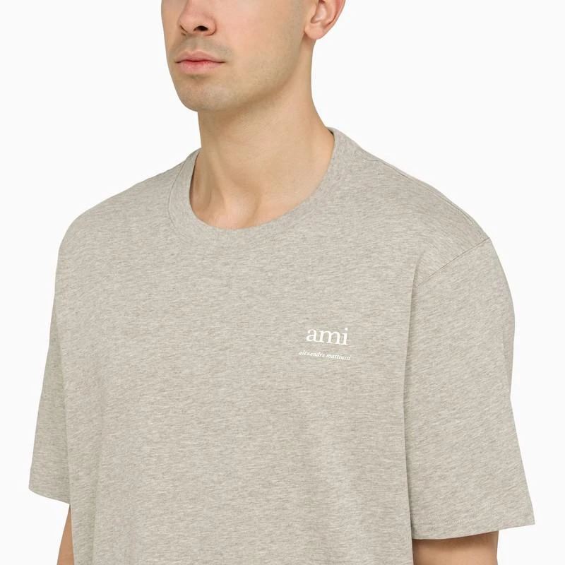 商品AMI|Grey cotton T-shirt with logo,价格¥775,第4张图片详细描述