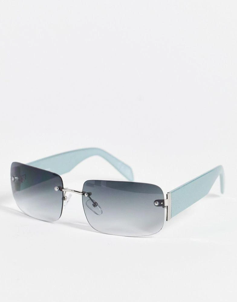 商品ASOS|ASOS DESIGN 90's rimless mid square sunglasses with smoke lens,价格¥87,第1张图片