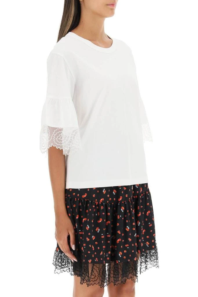 商品See by Chloé|T-SHIRT WITH LACE SLEEVES,价格¥422,第3张图片详细描述