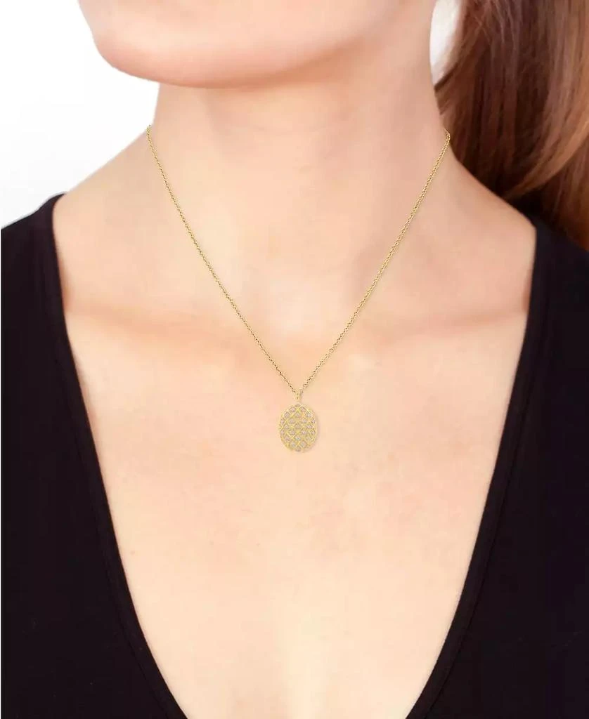 商品Effy|EFFY® Diamond Lattice Openwork Oval 18" Pendant Necklace (1/4 ct. t.w.) in 14k Gold,价格¥8505,第2张图片详细描述