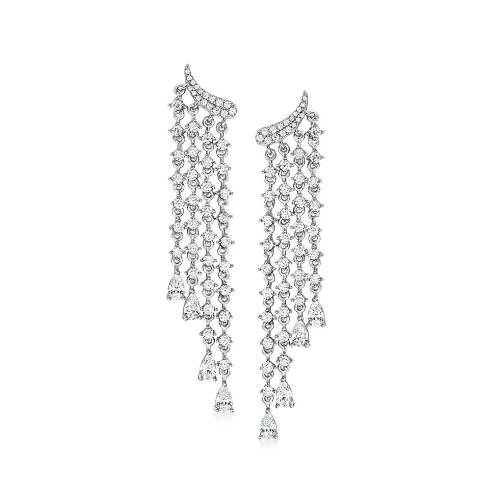 商品Ross-Simons|Ross-Simons Italian CZ Multi-Strand Drop Earrings in Sterling Silver,价格¥887,第1张图片