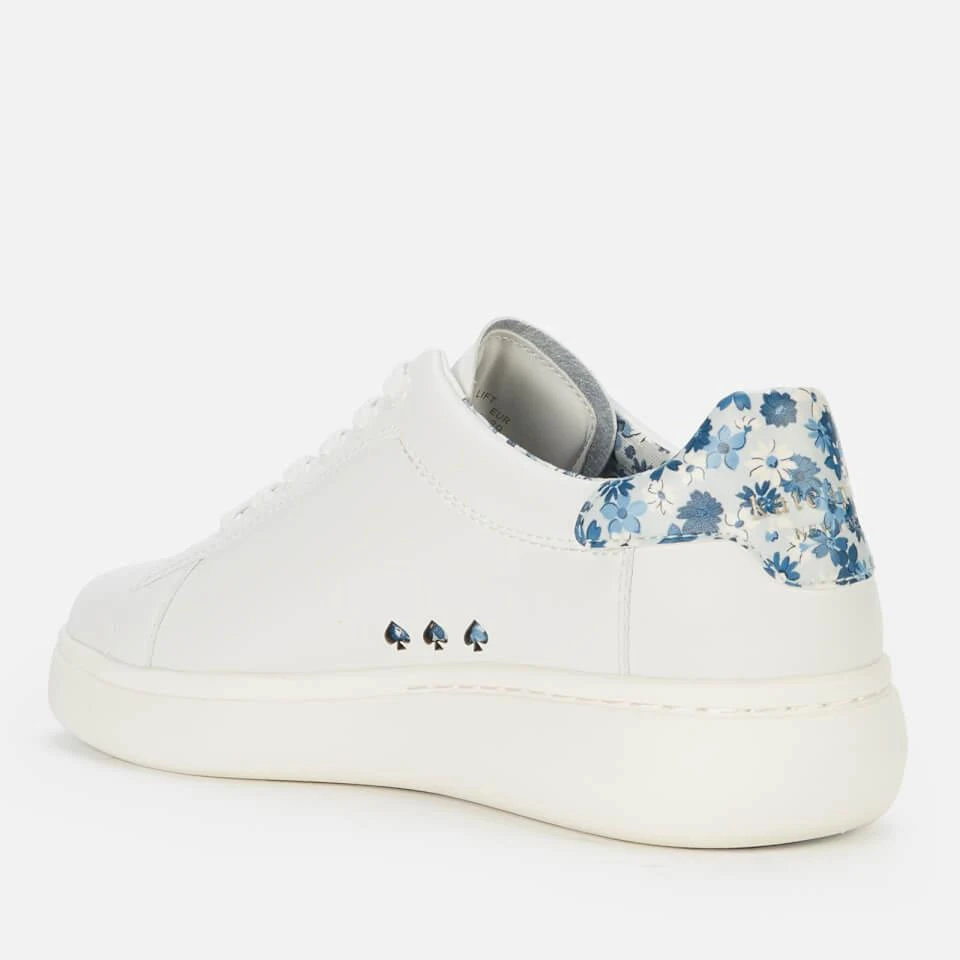 商品Kate Spade|KATE SPADE NEW YORK WOMEN'S LIFT LEATHER FLATFORM TRAINERS - OPTIC WHITE/BLUE FLORAL,价格¥488,第2张图片详细描述