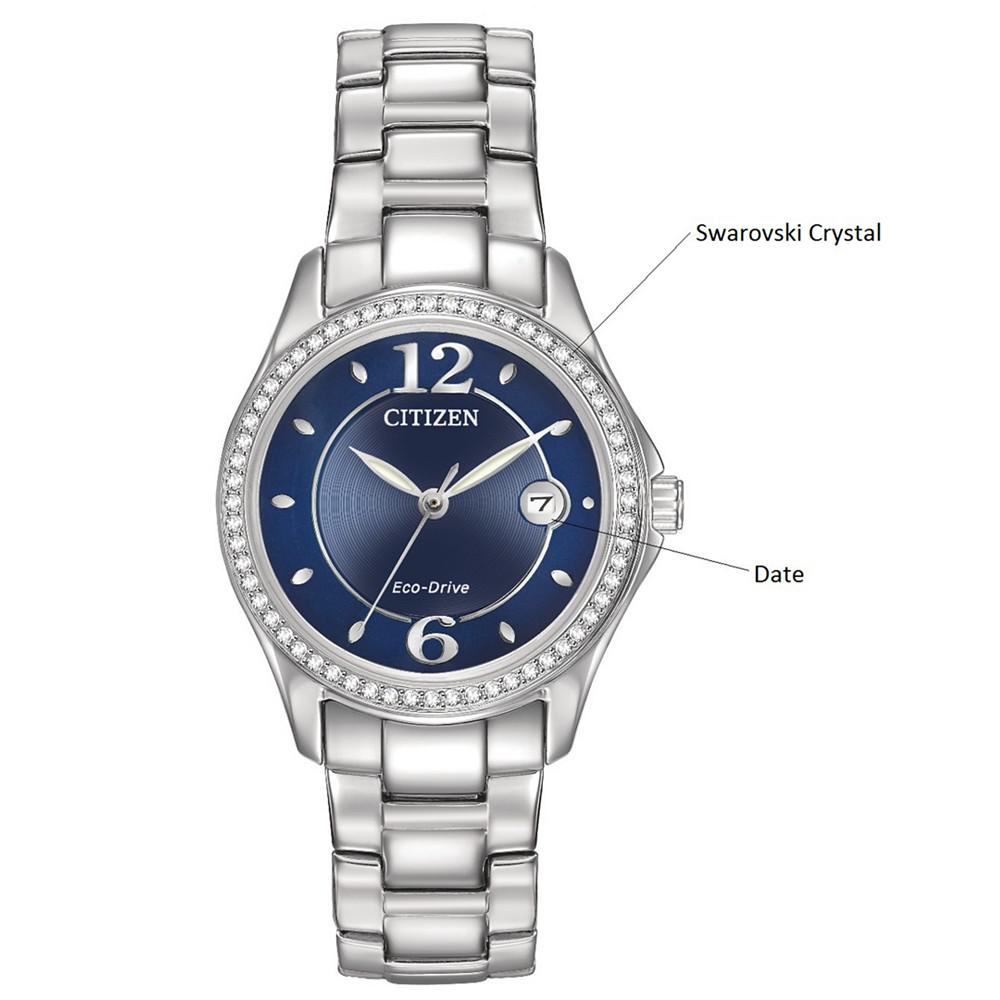 Women's Eco-Drive Crystal-Accented Stainless Steel Bracelet Watch 29mm FE1140-86L商品第2张图片规格展示