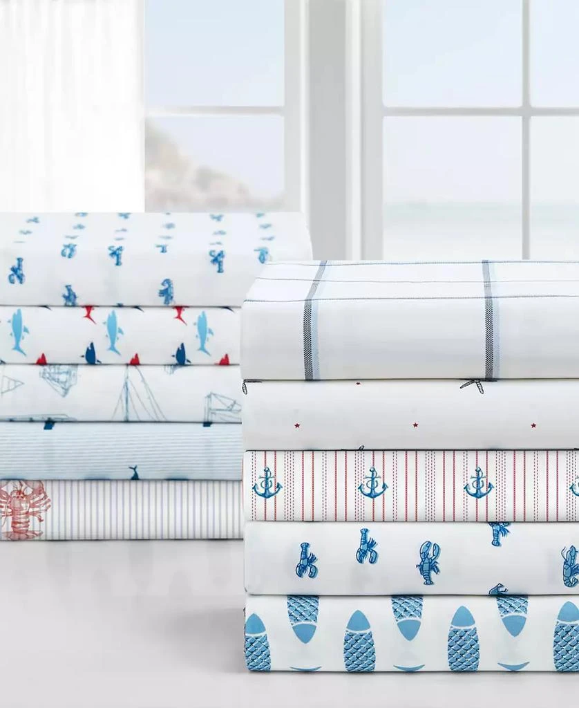 Whale Stripe Cotton Percale 4-Piece Sheet Set, Full 商品
