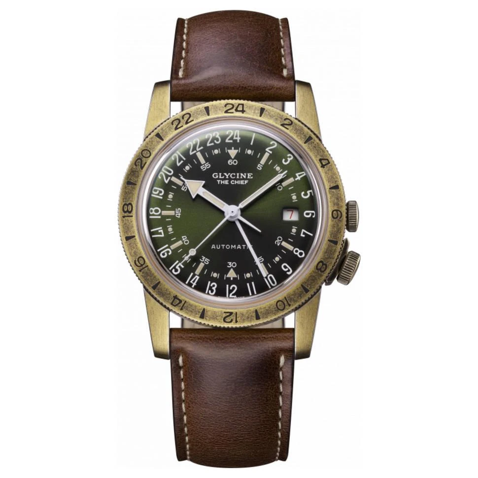 商品Glycine|Glycine Airman The Chief Vintage GMT Men's Automatic Watch,价格¥4168,第1张图片