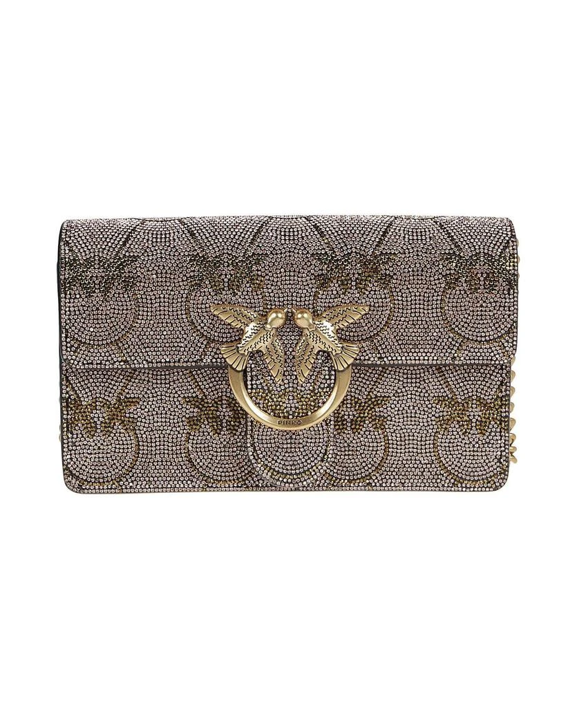 商品PINKO|Log Plaque Rhinestone Embellished Shoulder Bag,价格¥2080,第1张图片