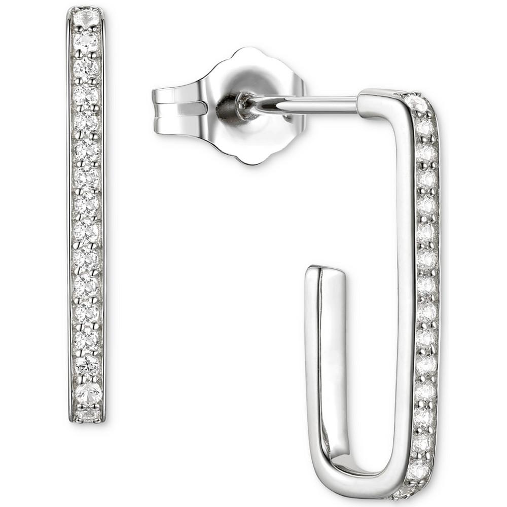 Diamond Geometric Hoop Earrings (1/5 ct. t.w.) in Sterling Silver商品第1张图片规格展示
