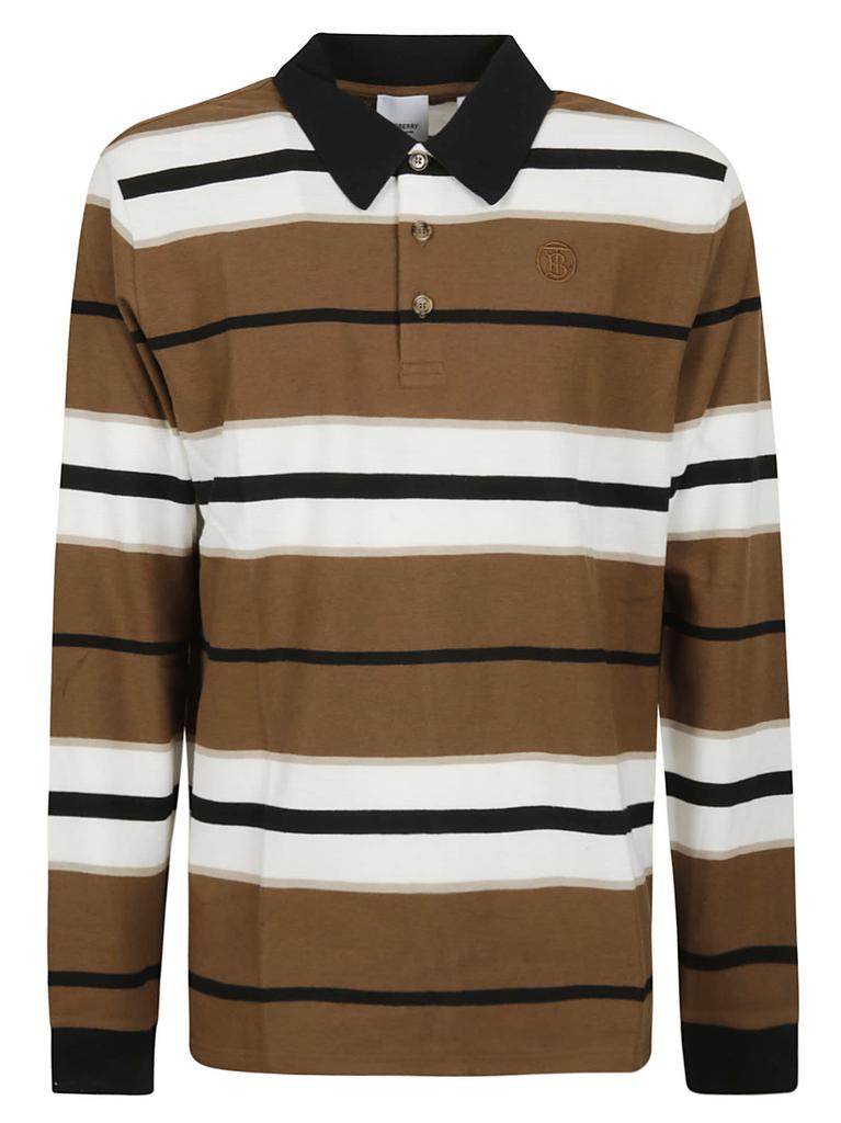 Burberry Long-sleeve Stripe Polo Shirt商品第1张图片规格展示