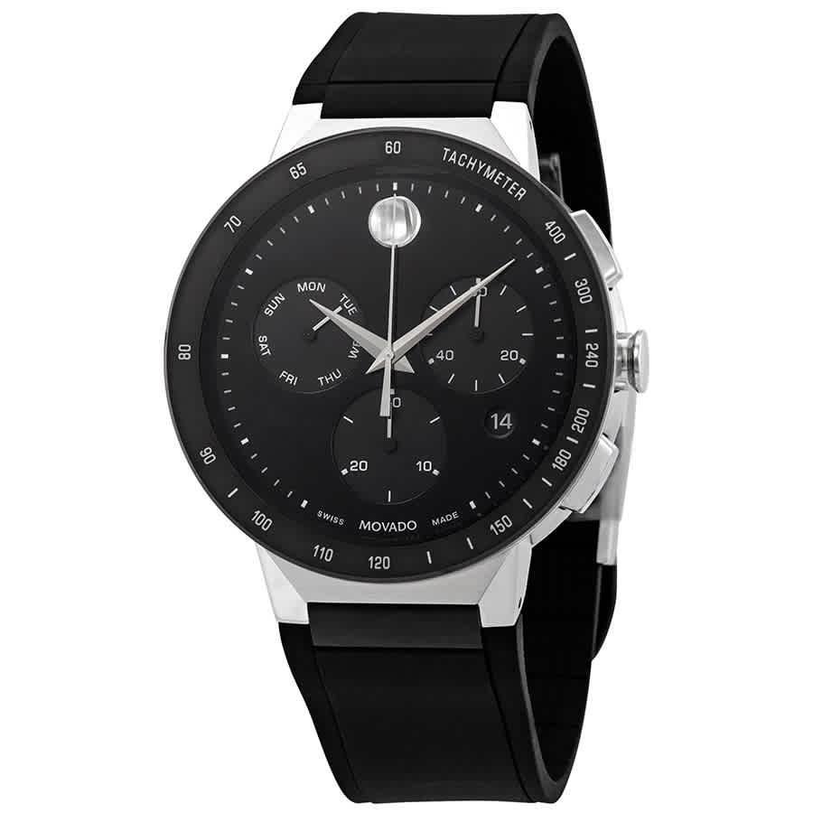 商品Movado|Movado Sapphire Chronograph Black Dial Mens Watch 0607240,价格¥3261,第1张图片