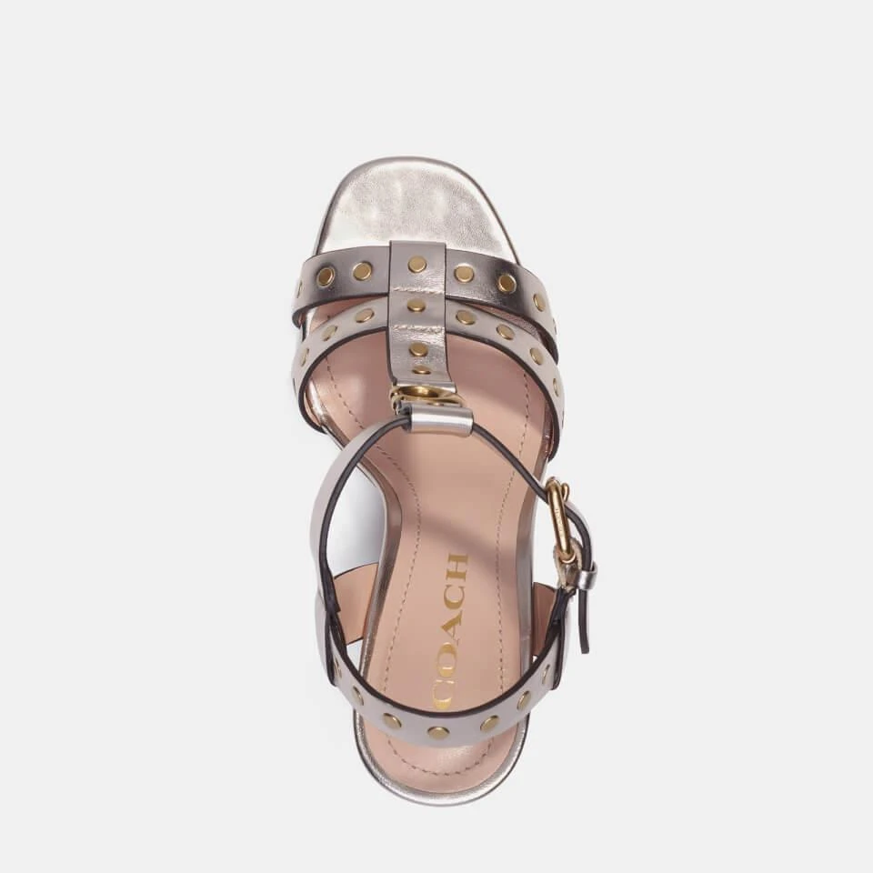 商品Coach|COACH'S MARGARET METALLIC LEATHER HEELED SANDALS,价格¥985,第3张图片详细描述