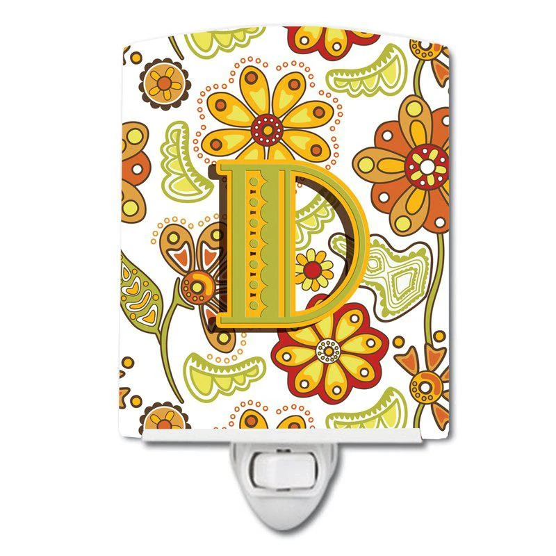 商品Caroline's Treasures|Letter D Floral Mustard and Green Ceramic Night Light,价格¥204,第1张图片