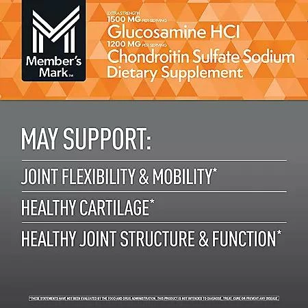 商品Member's Mark|Member's Mark Extra Strength Glucosamine HCl and Chondroitin Sulfate Sodium Tablets, 340 ct.,价格¥222,第4张图片详细描述