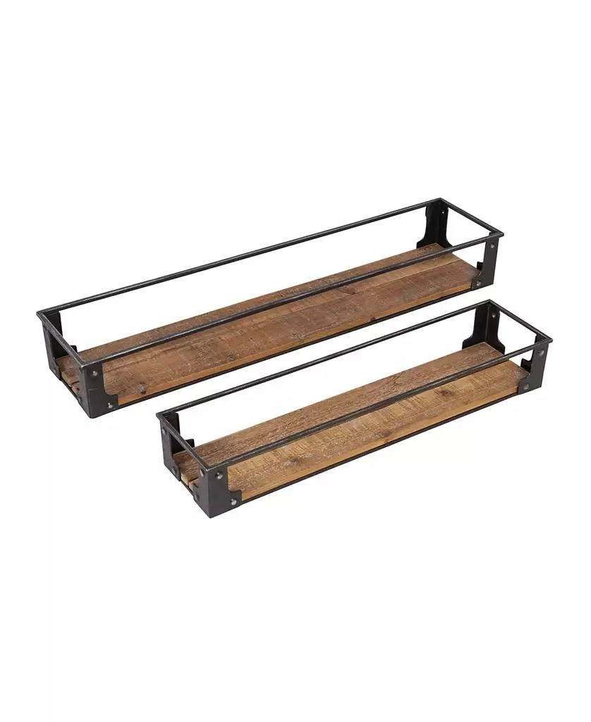 商品Honey Can Do|Floating Decorative Metal and Wood Wall Shelf, Set of 2,价格¥833,第1张图片