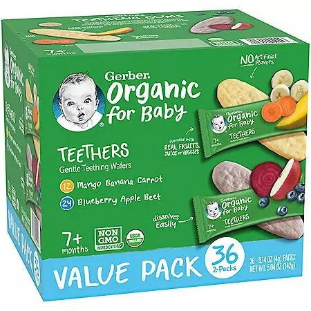 Gerber Organic Teething Wafers Variety Pack, 36 ct. 商品