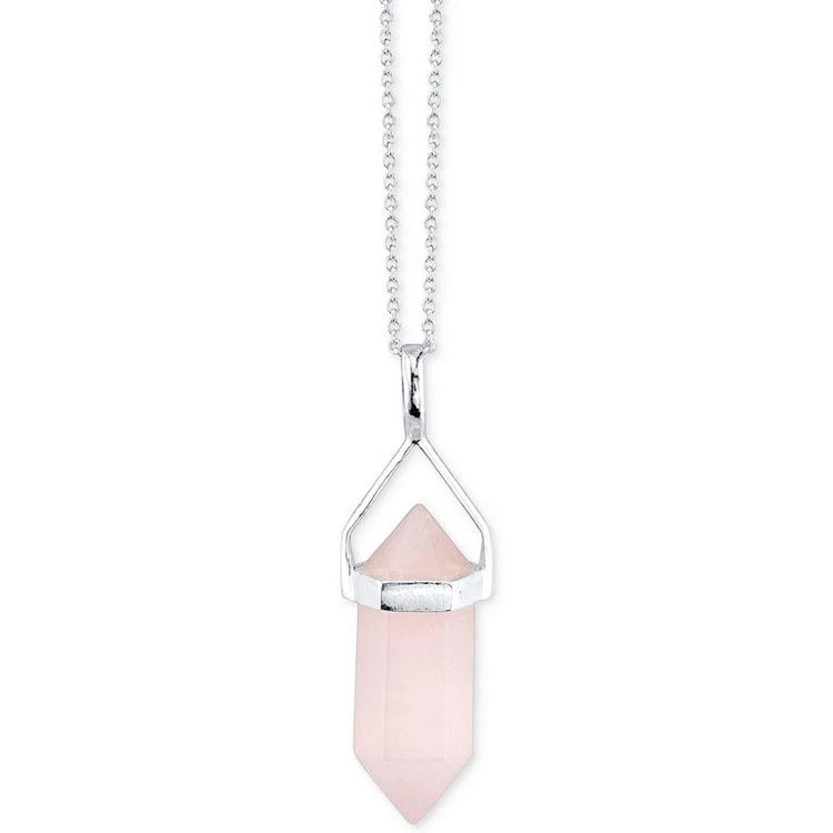 商品Unwritten|Rose Quartz (31 x 2-1/2 mm)Crystal Pendant Necklace in Sterling Silver,价格¥180,第2张图片详细描述