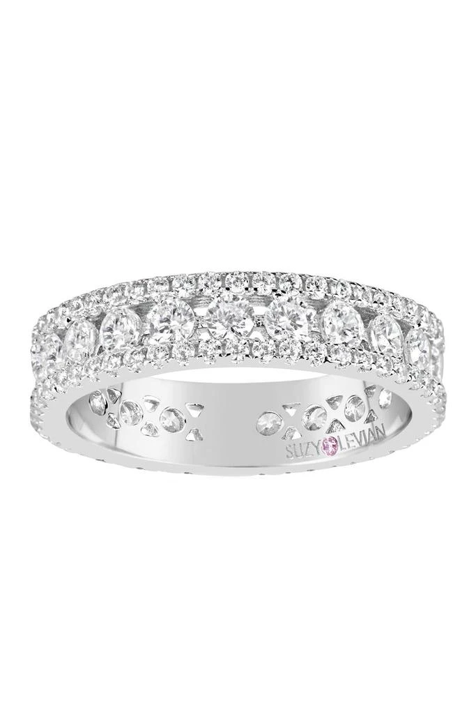 商品Suzy Levian|White Three Row Modern Eternity Band Ring,价格¥1050,第2张图片详细描述