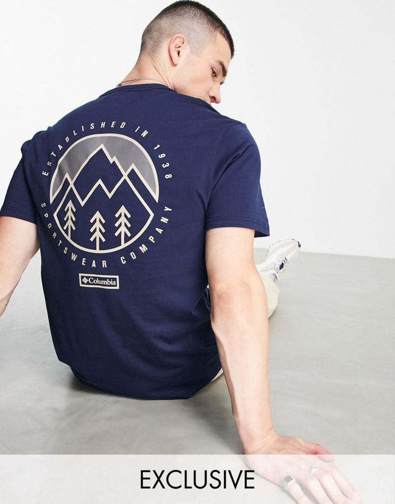 商品Columbia|Columbia Tillamook t-shirt in navy Exclusive at ASOS,价格¥215,第1张图片