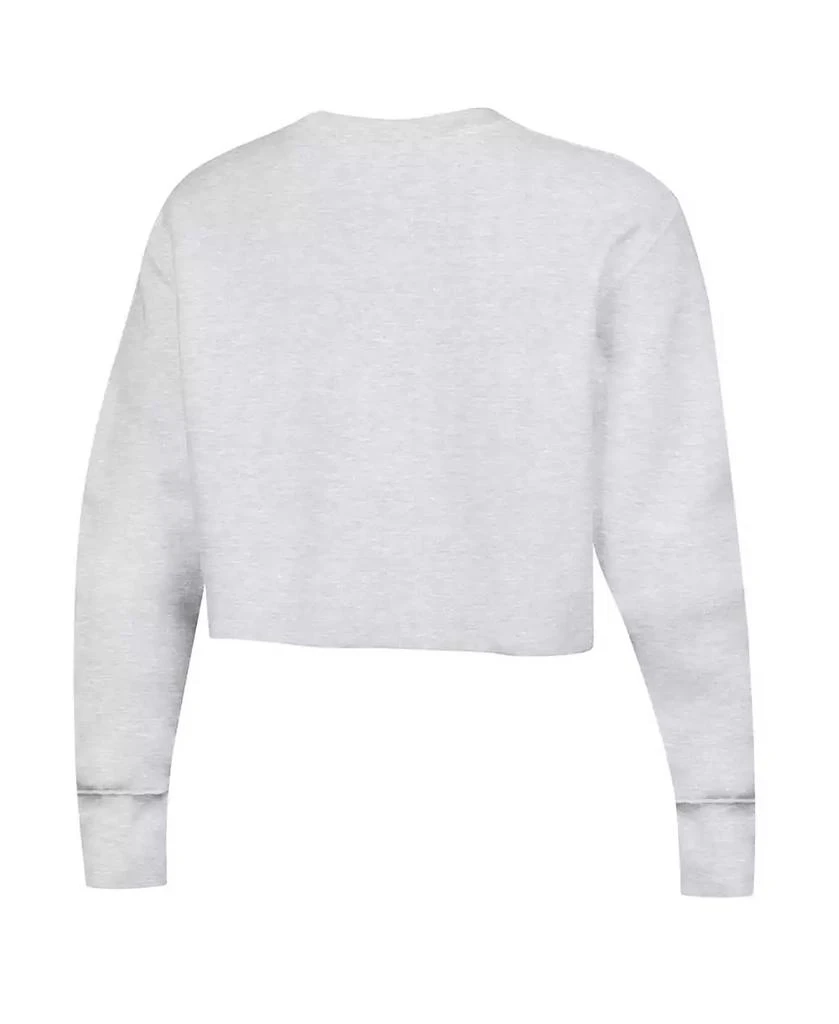 商品CHAMPION|Women's Heather Gray Distressed Oklahoma Sooners Reverse Weave Cropped Pullover Sweatshirt,价格¥389,第2张图片详细描述