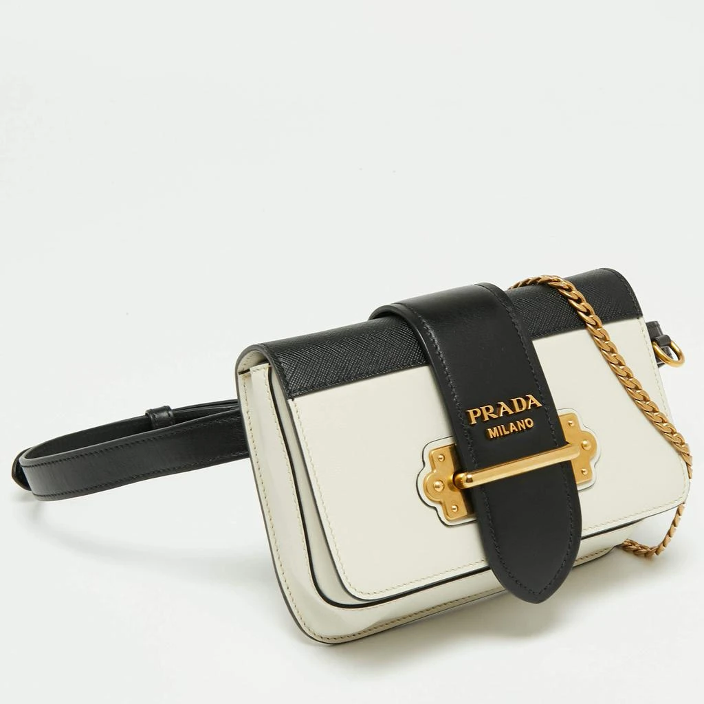 商品[二手商品] Prada|Prada White/Black Leather Cahier Belt Bag,价格¥5364,第3张图片详细描述