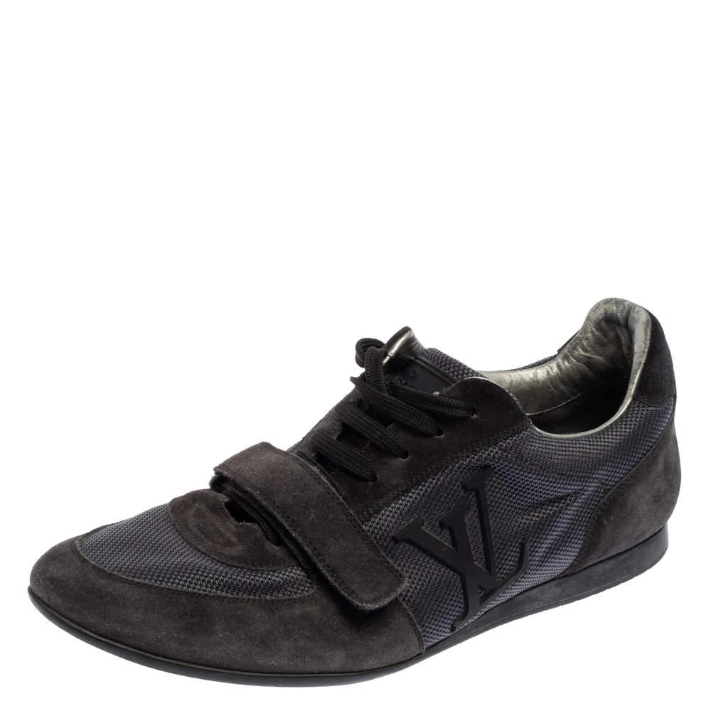商品[二手商品] Louis Vuitton|Louis Vuitton Navy Blue  Suede And Fabric Trainers Low Top Sneakers Size 40.5,价格¥2131,第1张图片